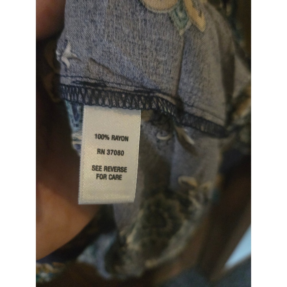 JM Sportswear Marrakesh Medallion Boho Blouse Navy Blue XL NWT - Picture 5 of 6